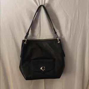 Coach Black Shoulder Bag with Gold Accents